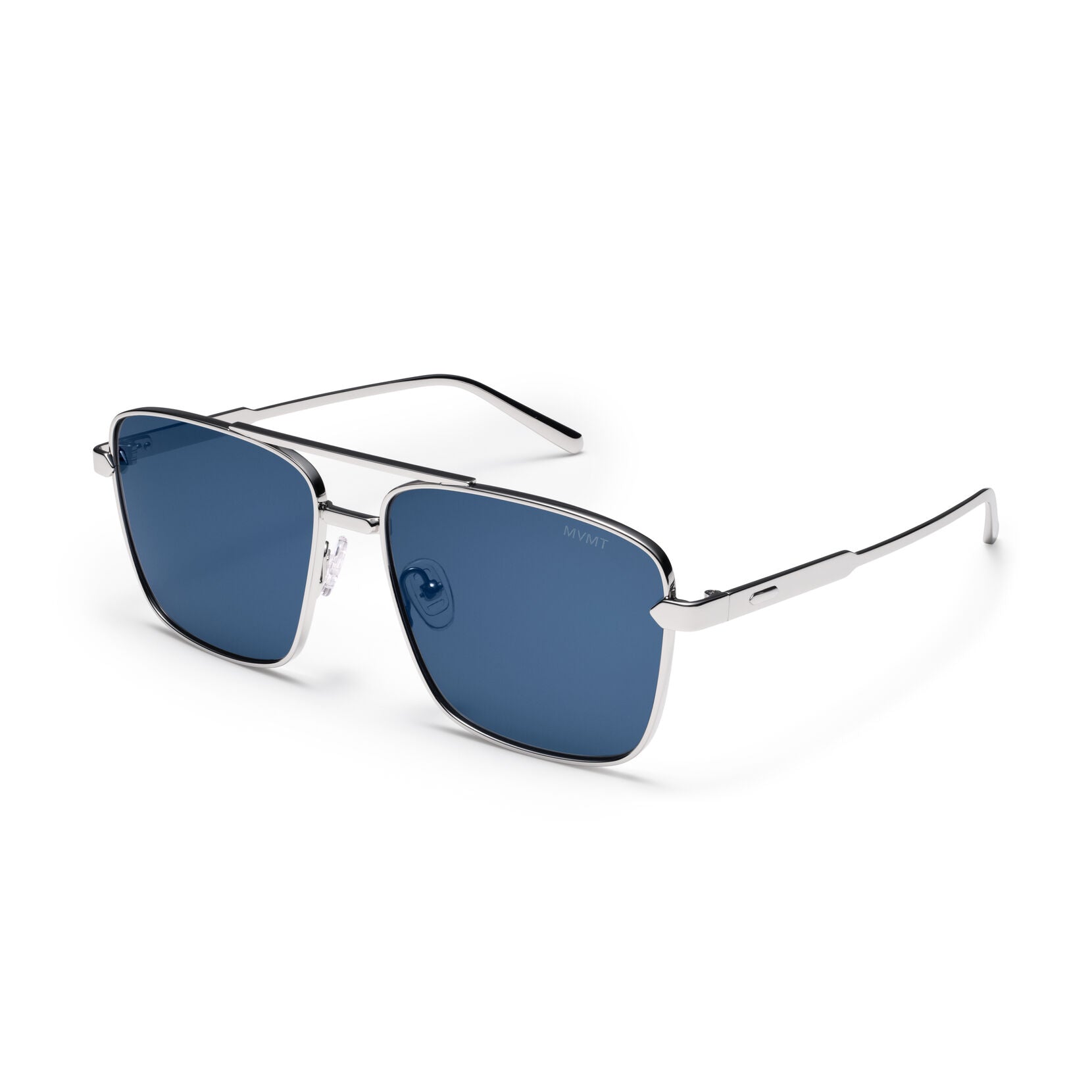 Horizon Square Aviator Sunglasses | Silver Frame + Blue Lens | Polarized - image 2