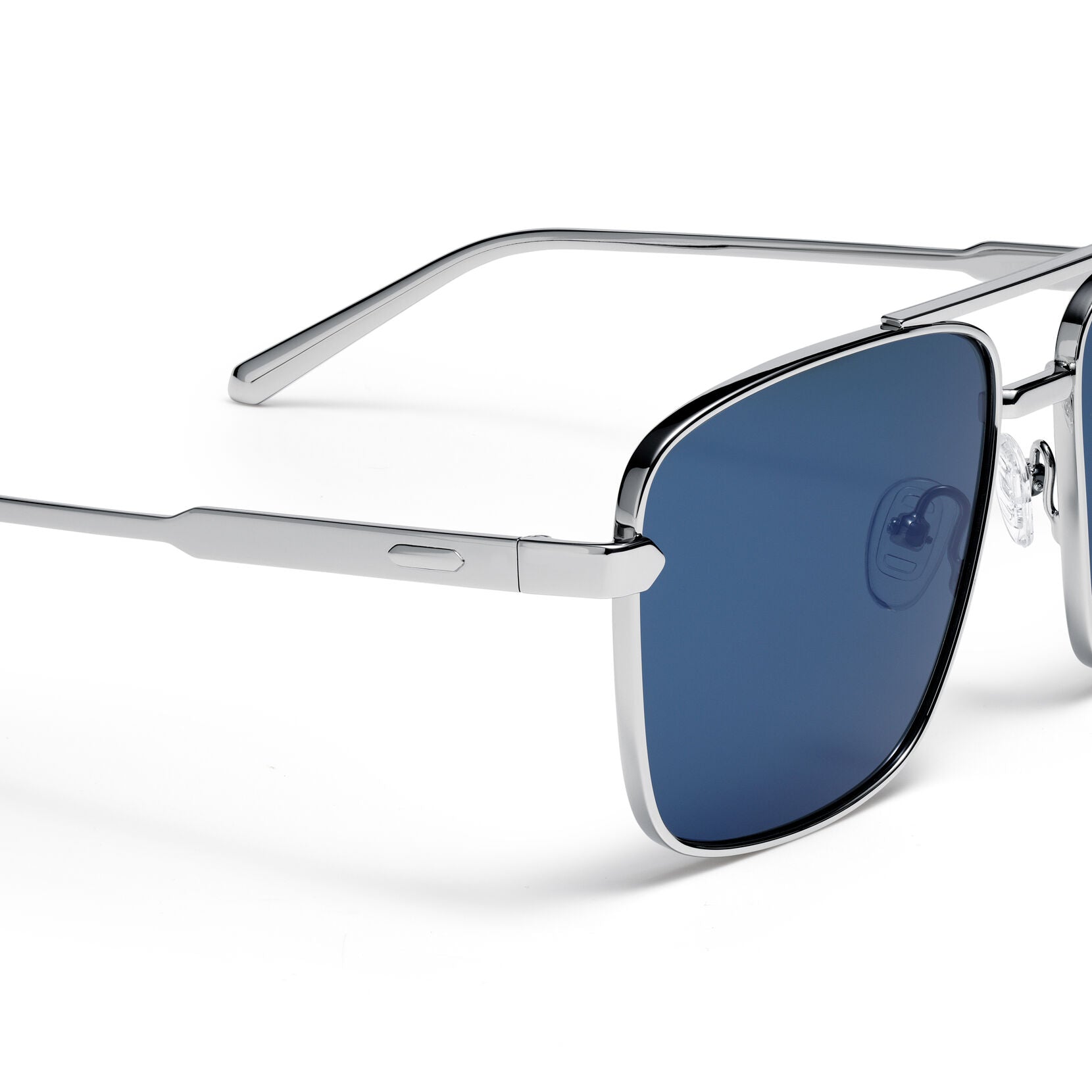 Horizon Square Aviator Sunglasses | Silver Frame + Blue Lens | Non-Polarized - image 3