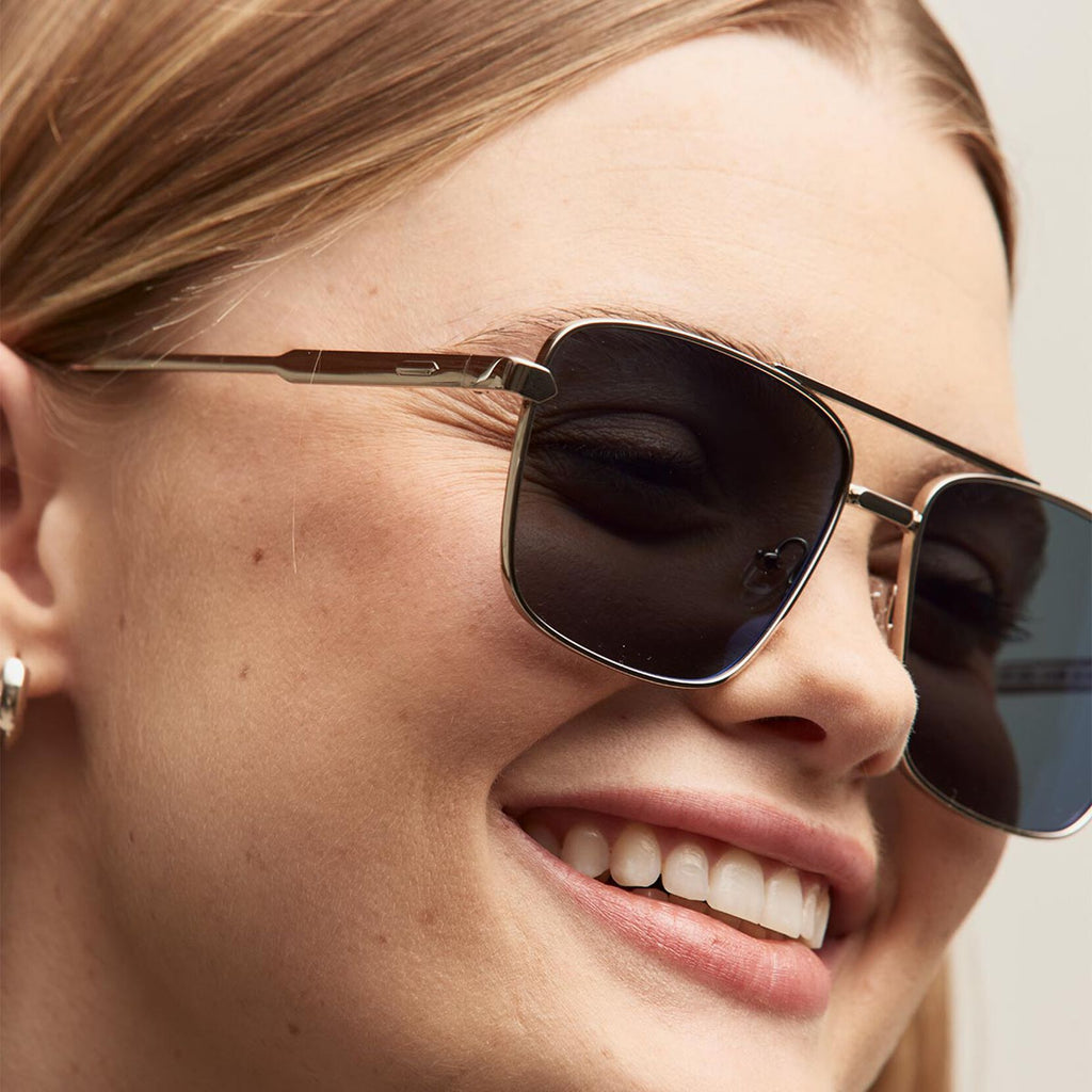 Horizon Square Aviator Sunglasses | Silver Frame + Blue Lens | Non-Polarized - image 4