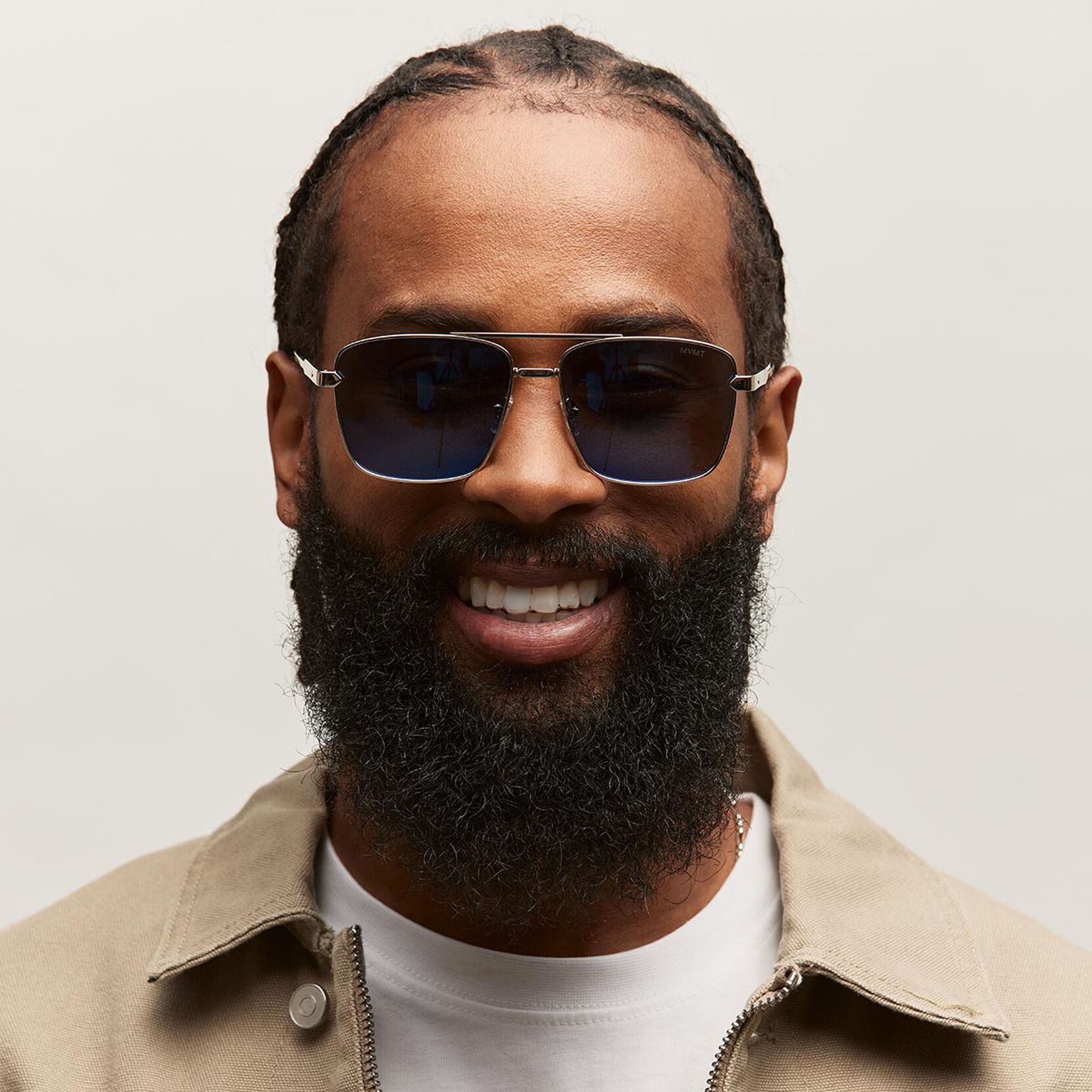 Horizon Square Aviator Sunglasses | Silver Frame + Blue Lens | Polarized - image 6