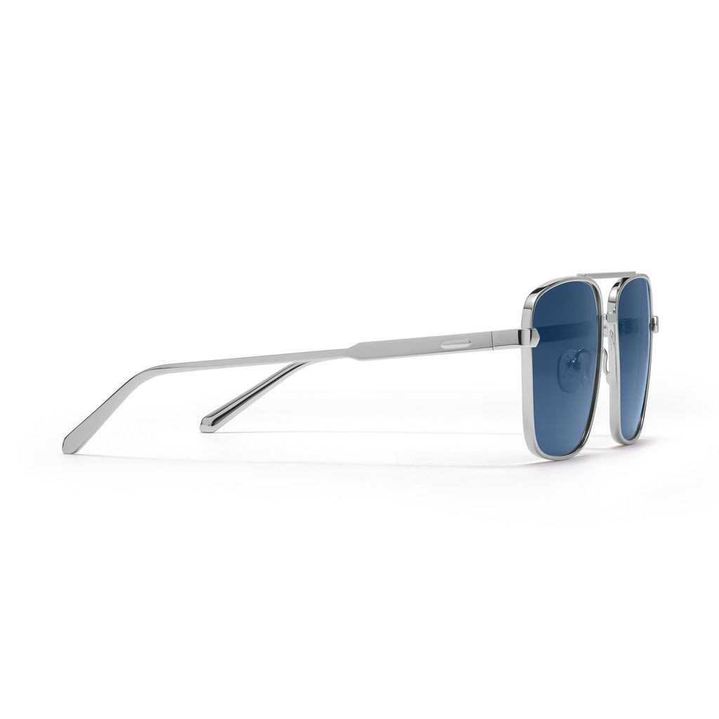 Horizon Square Aviator Sunglasses | Silver Frame + Blue Lens | Non-Polarized - image 5