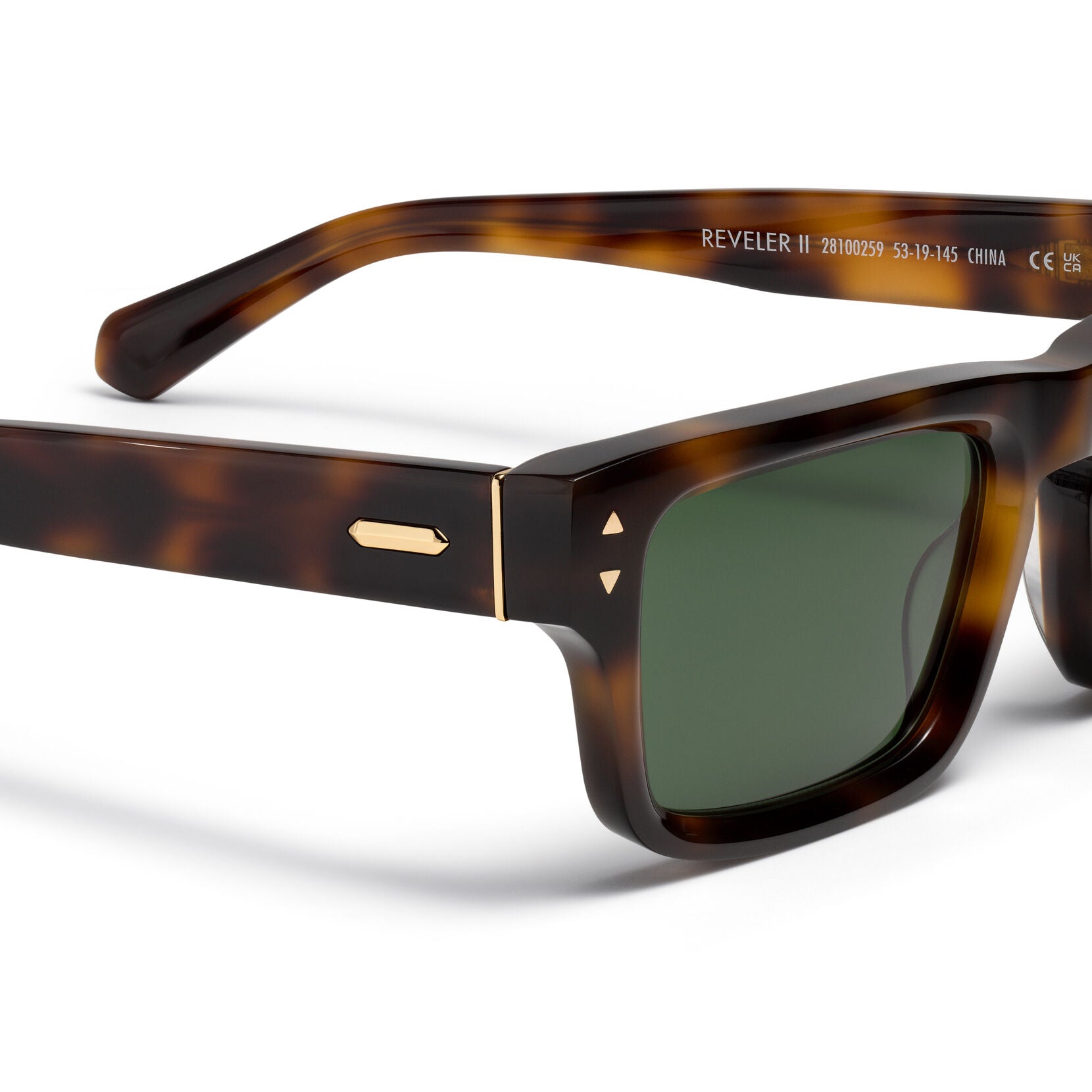 Del Mar Rectangle Sunglasses | Tortoise Frame + Green Lens | Non-Polarized - image 3