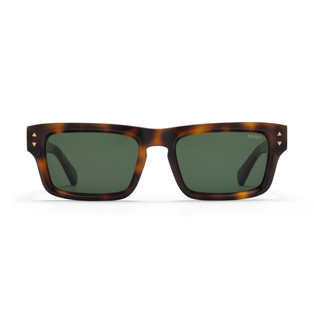 Del Mar Rectangle Sunglasses | Tortoise Frame + Green Lens | Non-Polarized - main image