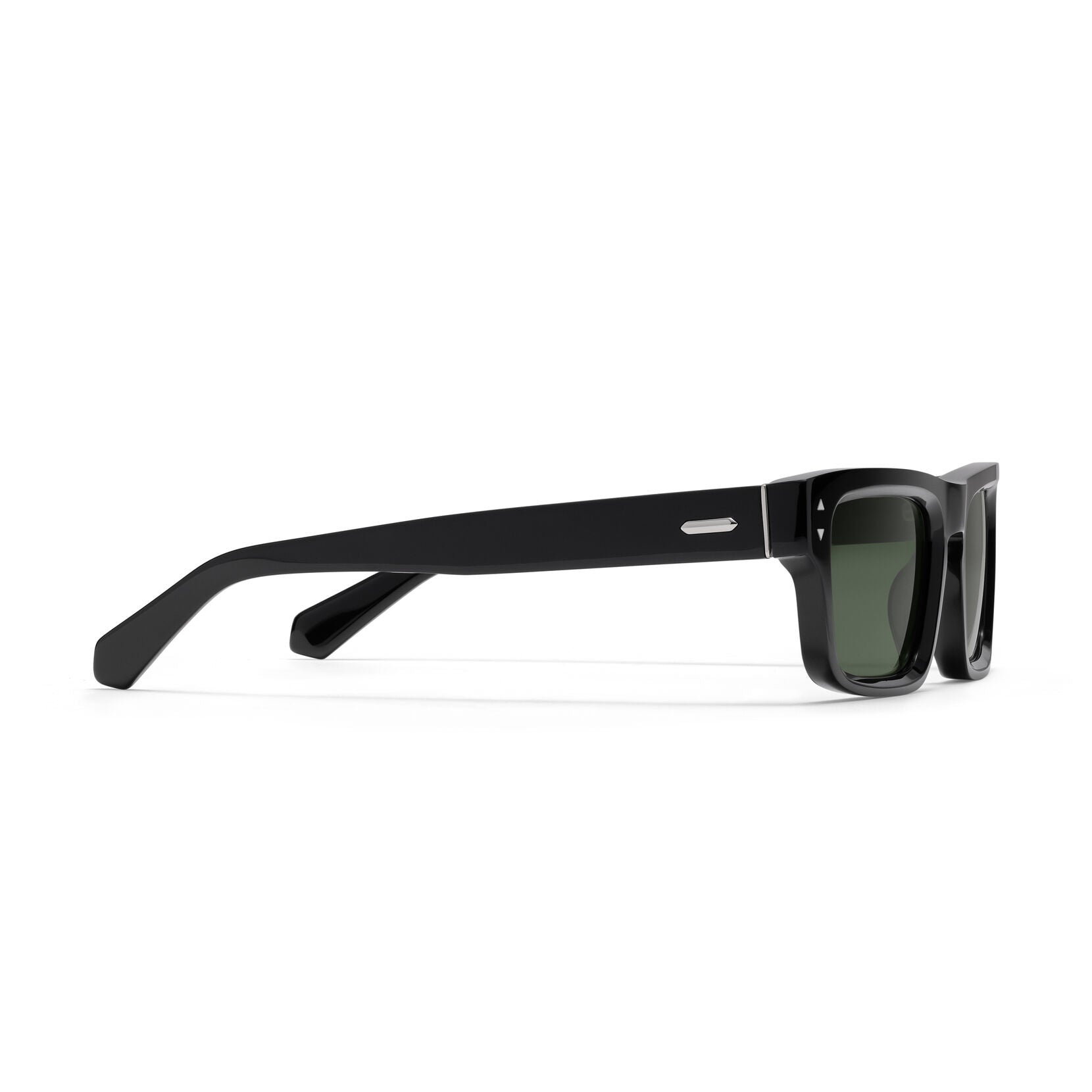 Del Mar Rectangle Sunglasses | Black Frame + Green Lens | Polarized - image 5