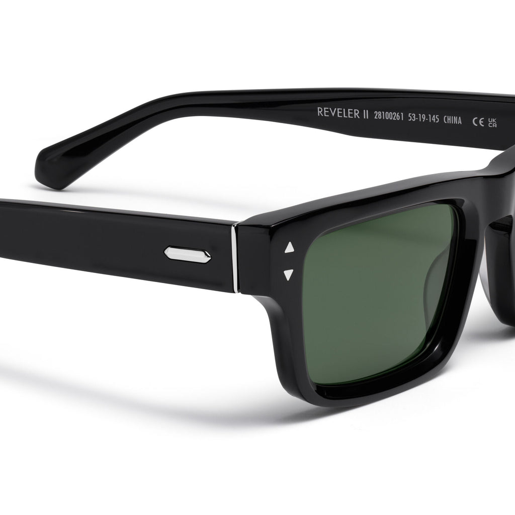 Del Mar Rectangle Sunglasses | Black Frame + Green Lens | Non-Polarized - image 3