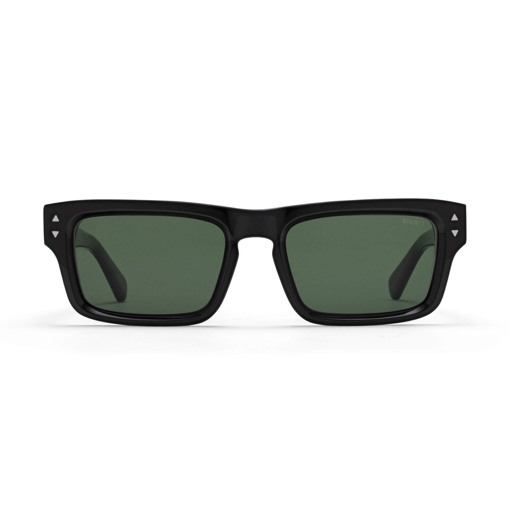 Del Mar Rectangle Sunglasses | Black Frame + Green Lens | Non-Polarized - main image