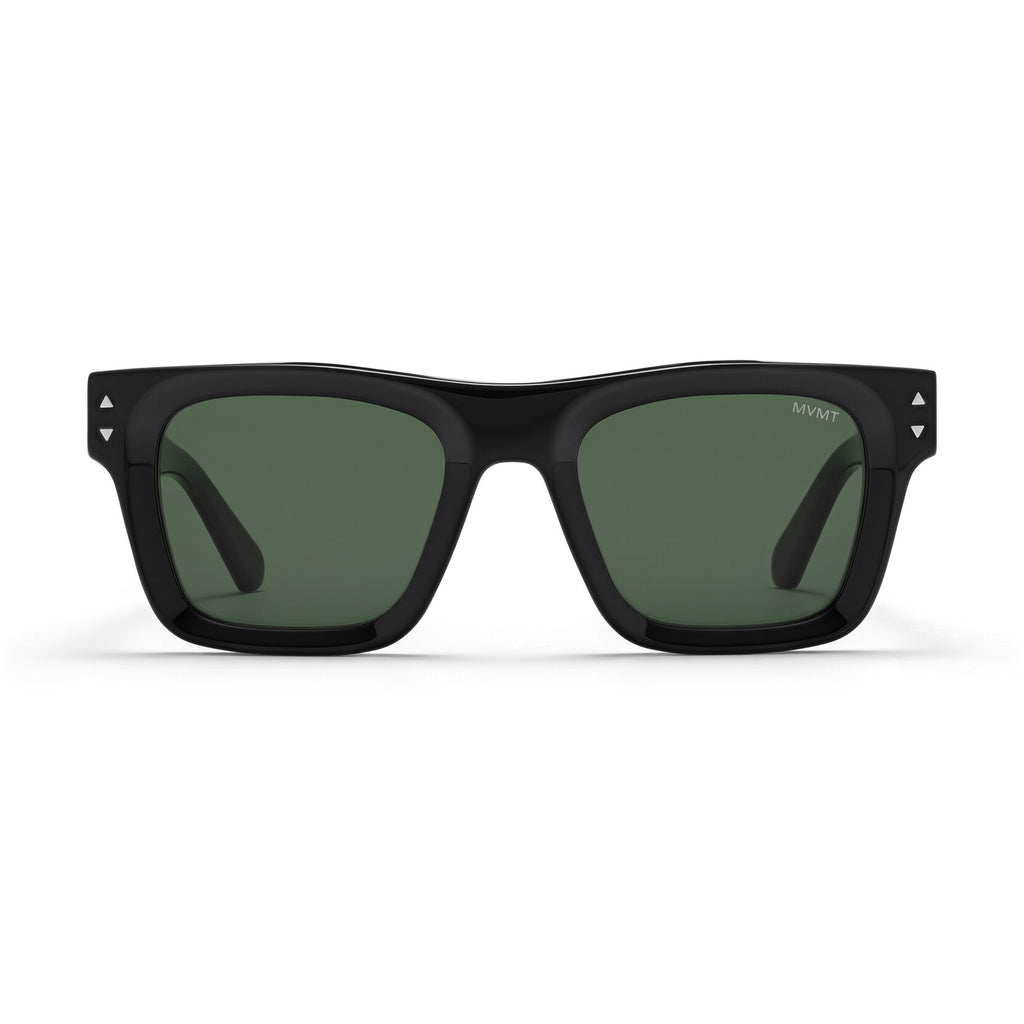 Vista Square Sunglasses | Black Frame + Green Lens | Non-Polarized - main image