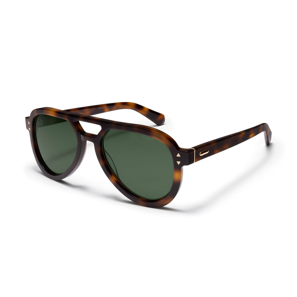 Hollywood Aviator Sunglasses | Tortoise Frame + Green Lens | Polarized - image 2