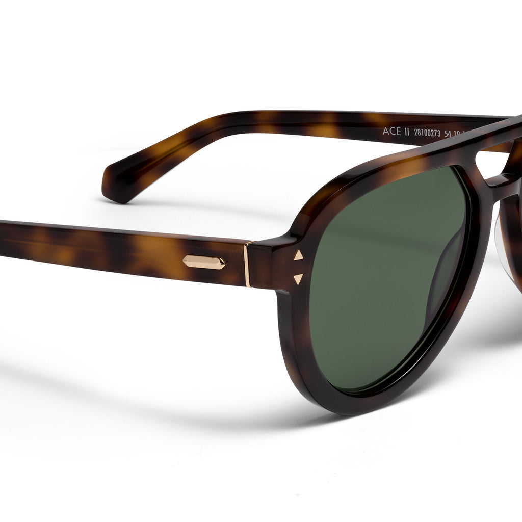 Hollywood Aviator Sunglasses | Tortoise Frame + Green Lens | Polarized - image 3
