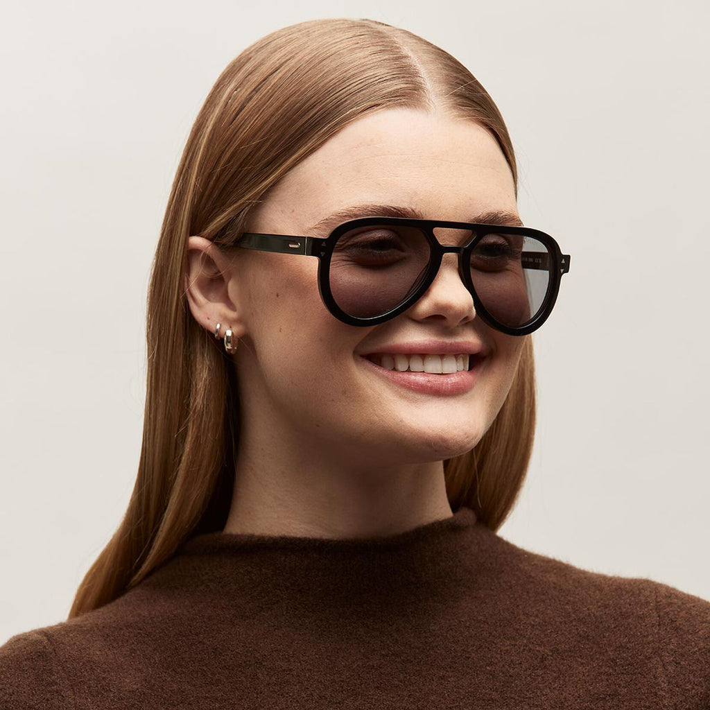 Hollywood Aviator Sunglasses | Black Frame + Grey Lens | Non-Polarized - image 6