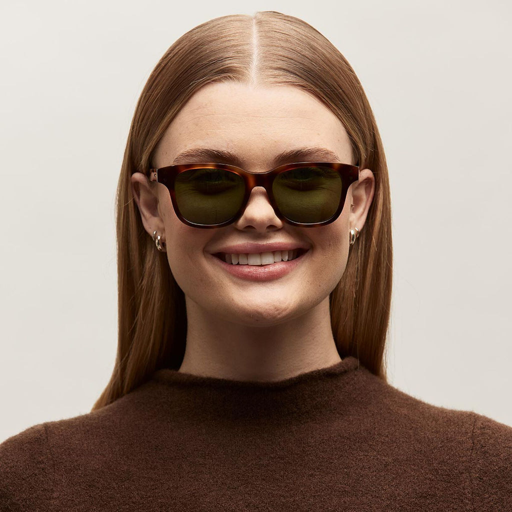 Malibu Round Sunglasses | Tortoise Frame + Green Lens | Polarized - image 6