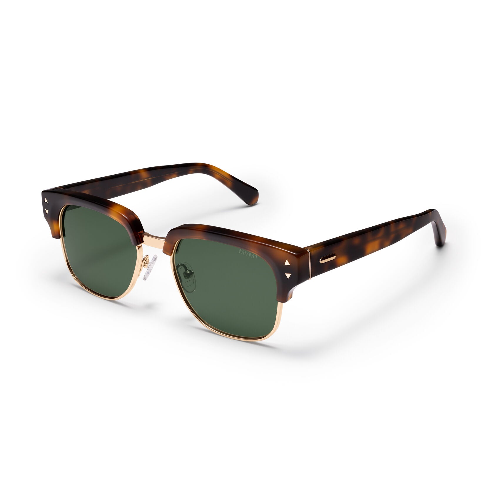 Laguna Square Sunglasses | Tortoise & Gold Frame + Green Lens | Non-Polarized - image 2