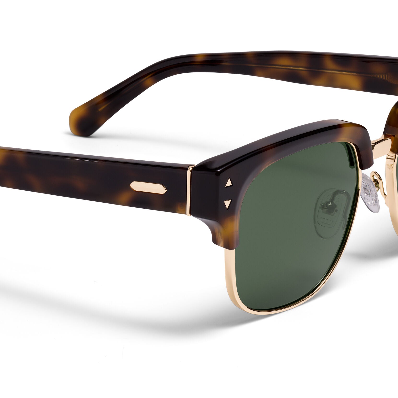 Laguna Square Sunglasses | Tortoise & Gold Frame + Green Lens | Non-Polarized - image 3