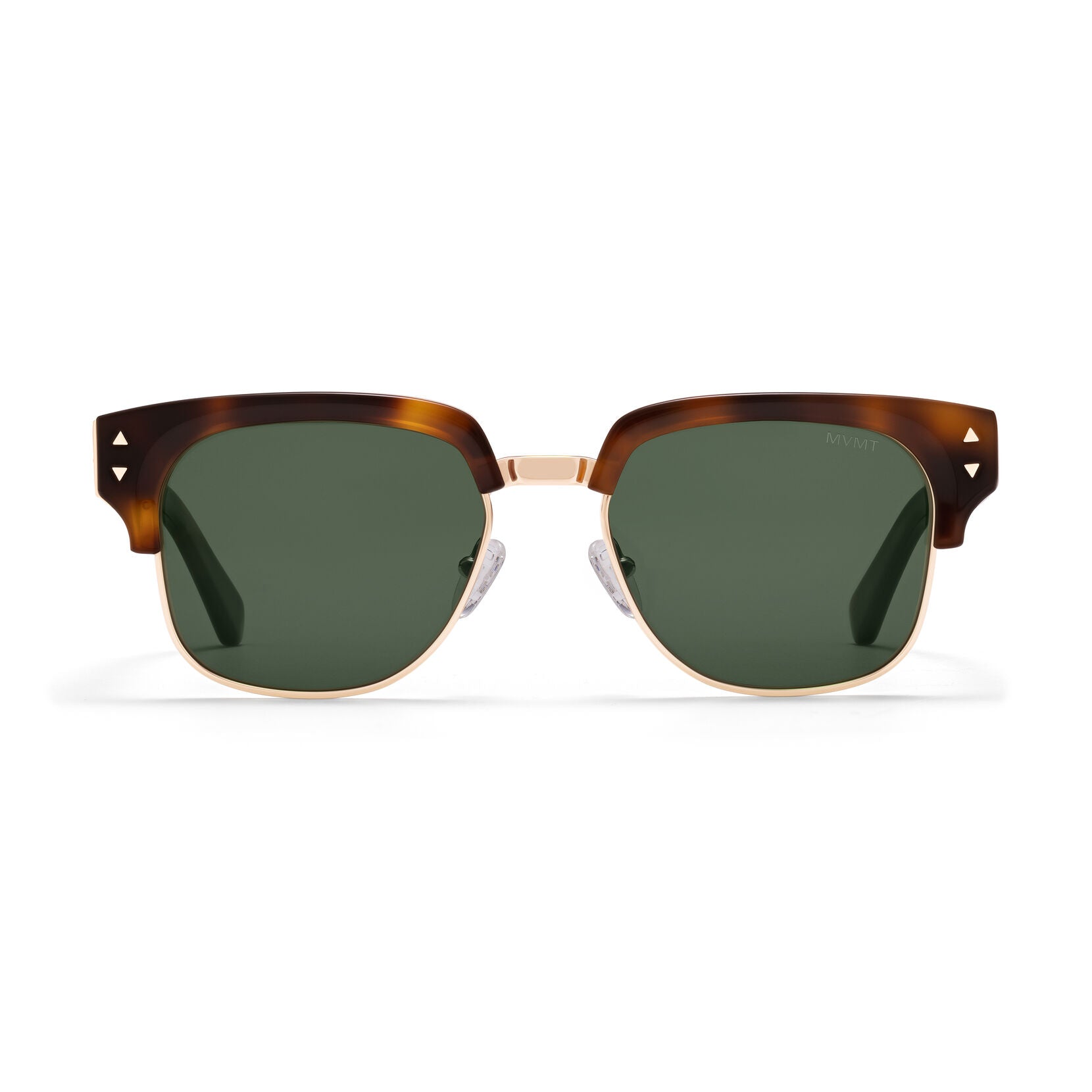 Laguna Square Sunglasses | Tortoise & Gold Frame + Green Lens | Non-Polarized - main image