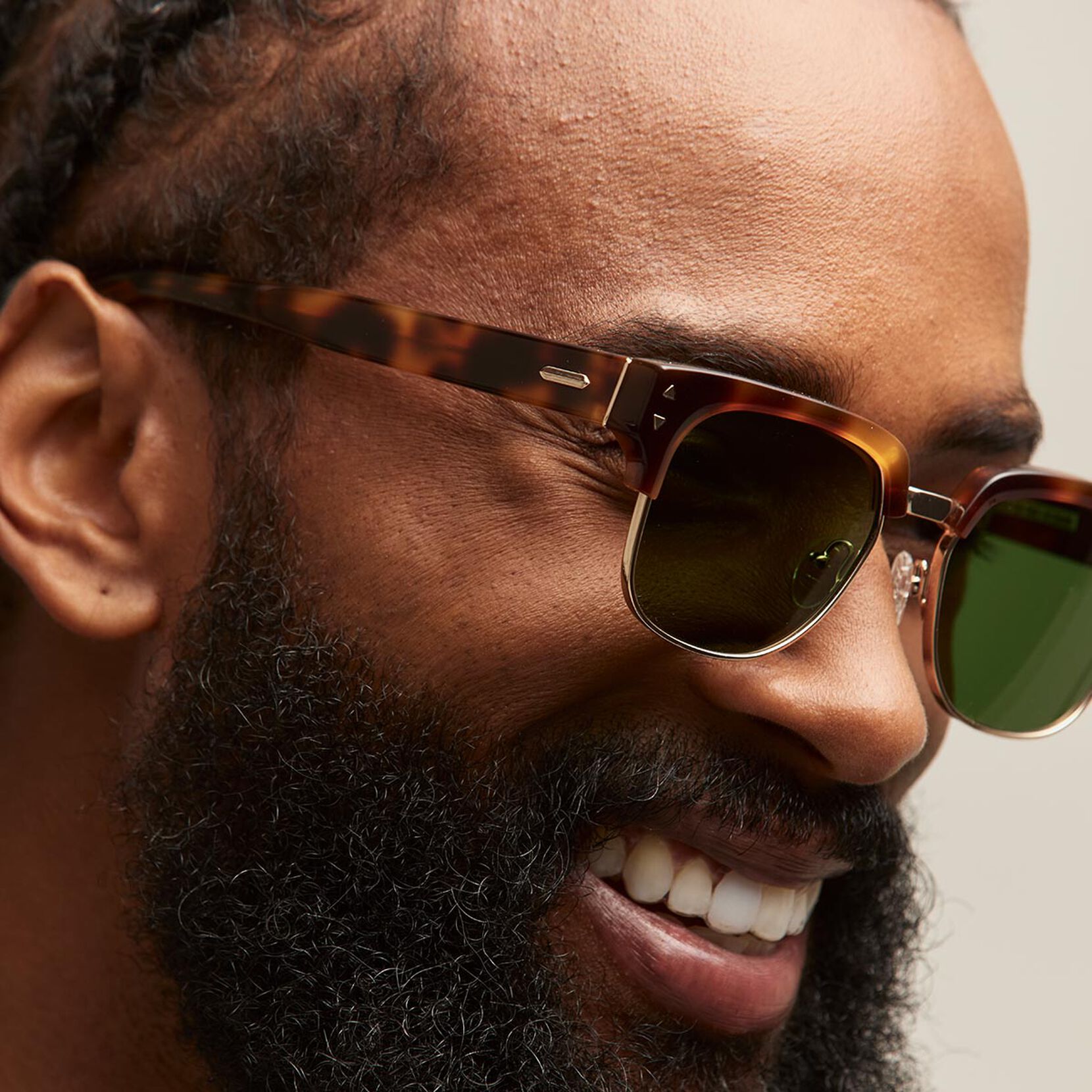 Laguna Square Sunglasses | Tortoise & Gold Frame + Green Lens | Polarized - image 4