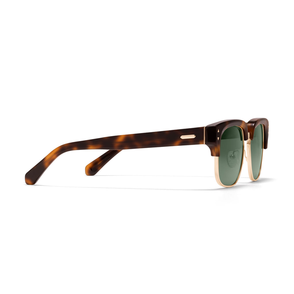 Laguna Square Sunglasses | Tortoise & Gold Frame + Green Lens | Non-Polarized - image 5