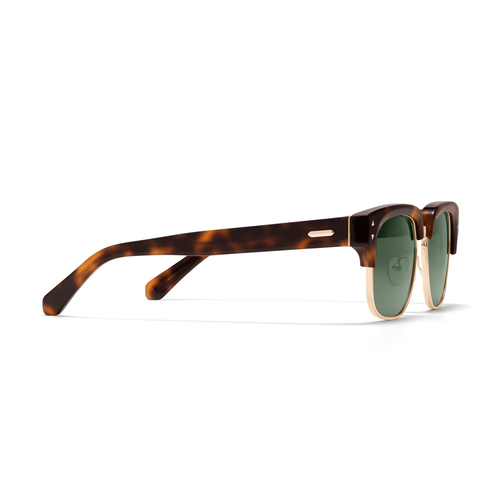 Laguna Square Sunglasses | Tortoise & Gold Frame + Green Lens | Non-Polarized - image 5