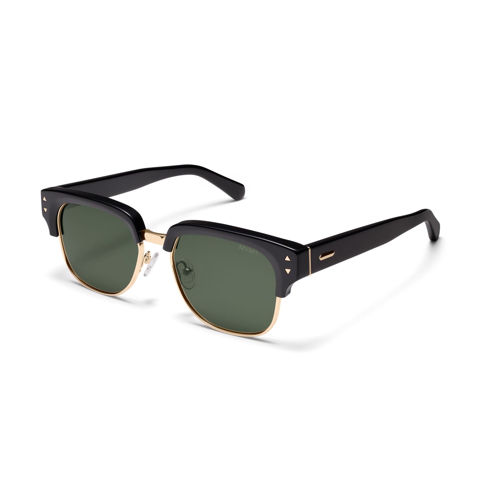 Laguna Square Sunglasses | Black & Gold Frame + Green Lens | Polarized - image 2