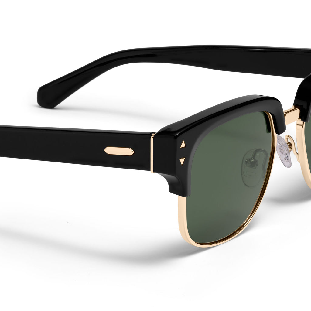 Laguna Square Sunglasses | Black & Gold Frame + Green Lens | Non-Polarized - image 3