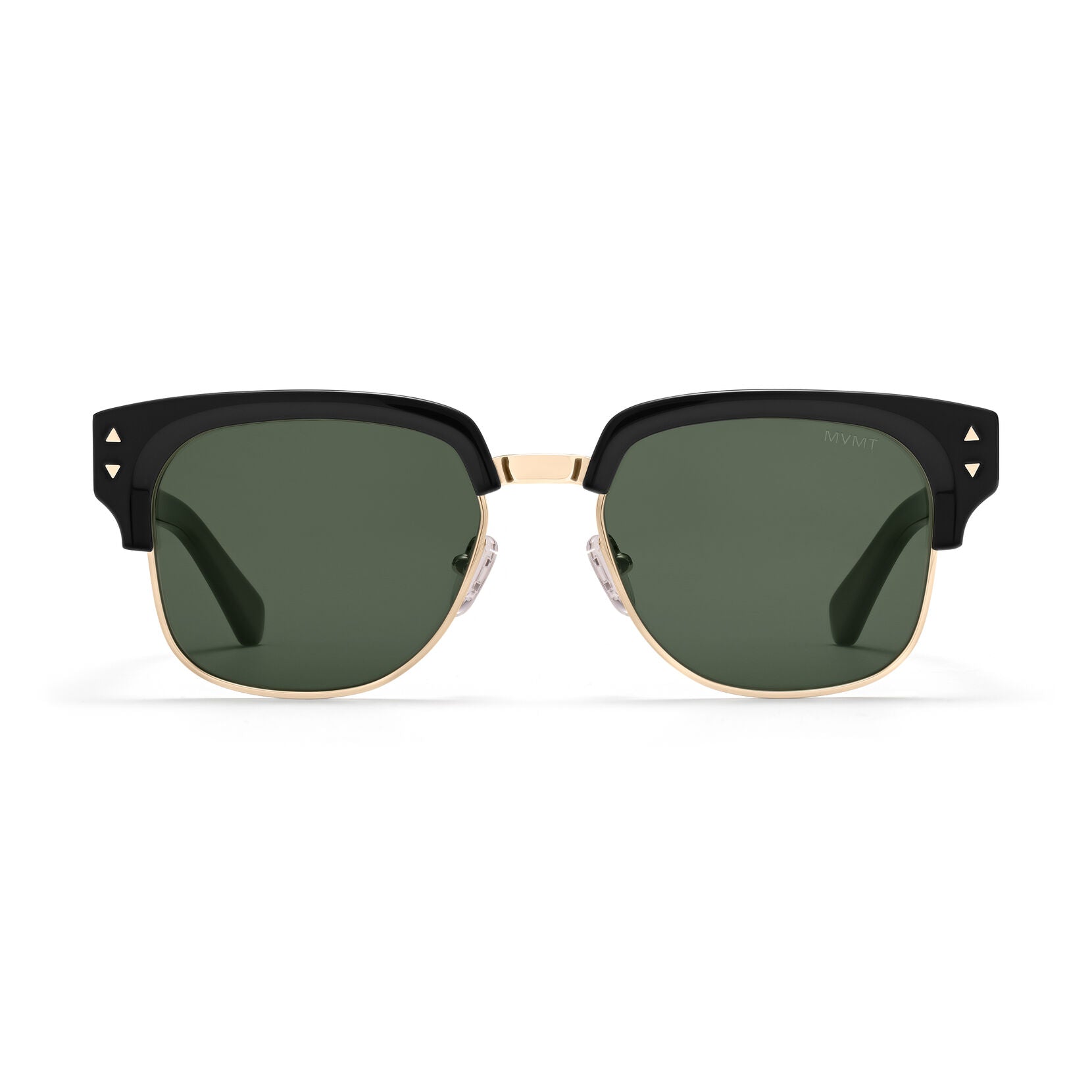 Laguna Square Sunglasses | Black & Gold Frame + Green Lens | Non-Polarized - main image