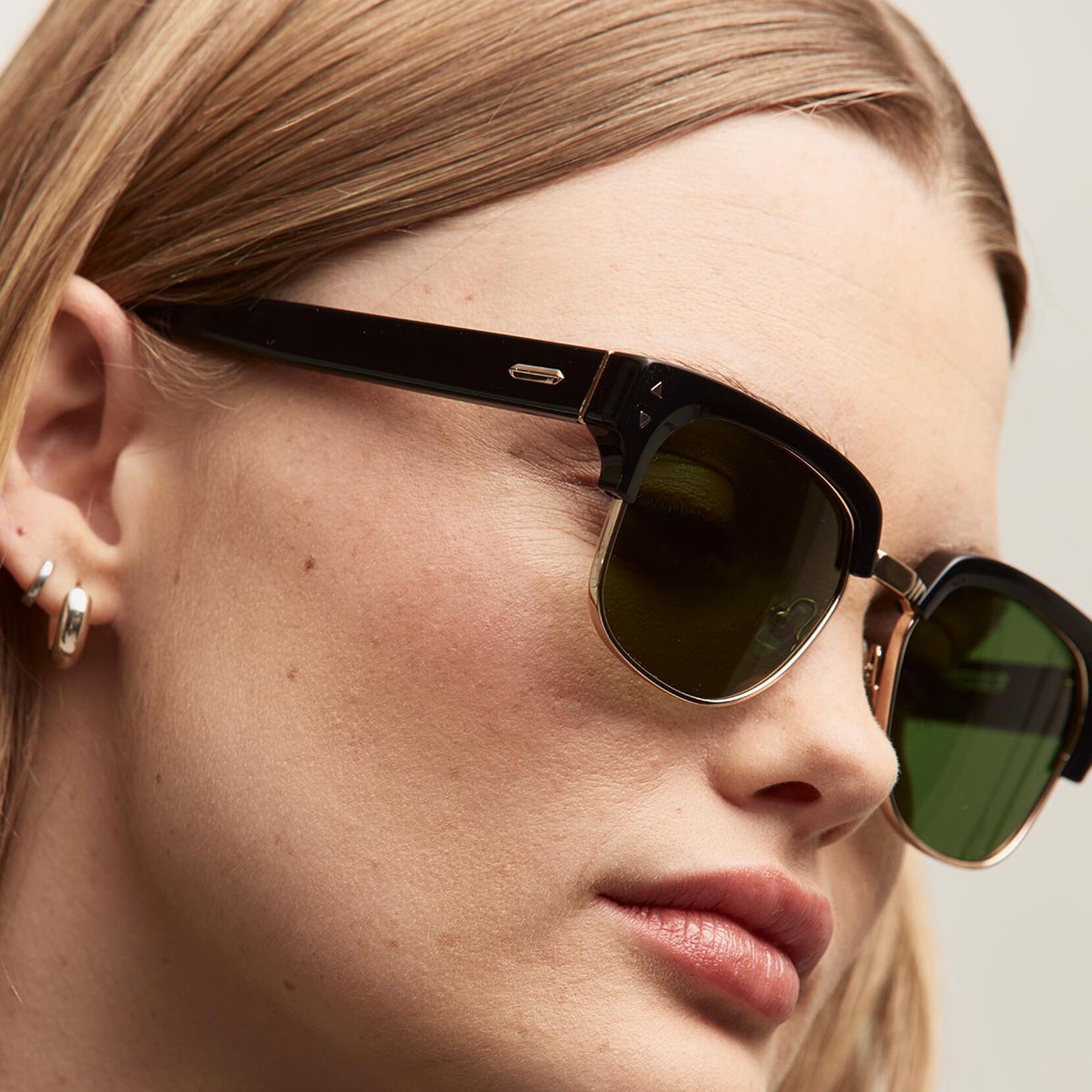 Laguna Square Sunglasses | Black & Gold Frame + Green Lens | Non-Polarized - image 6