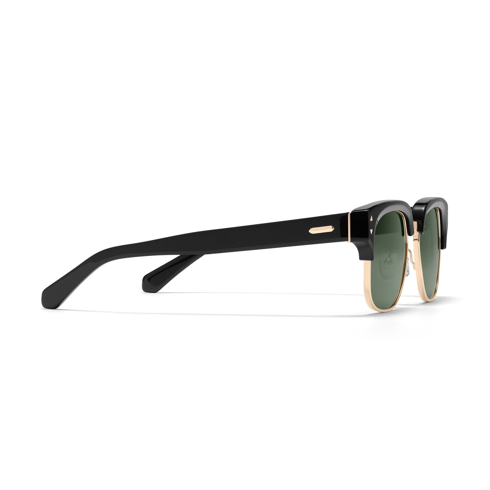 Laguna Square Sunglasses | Black & Gold Frame + Green Lens | Non-Polarized - image 5