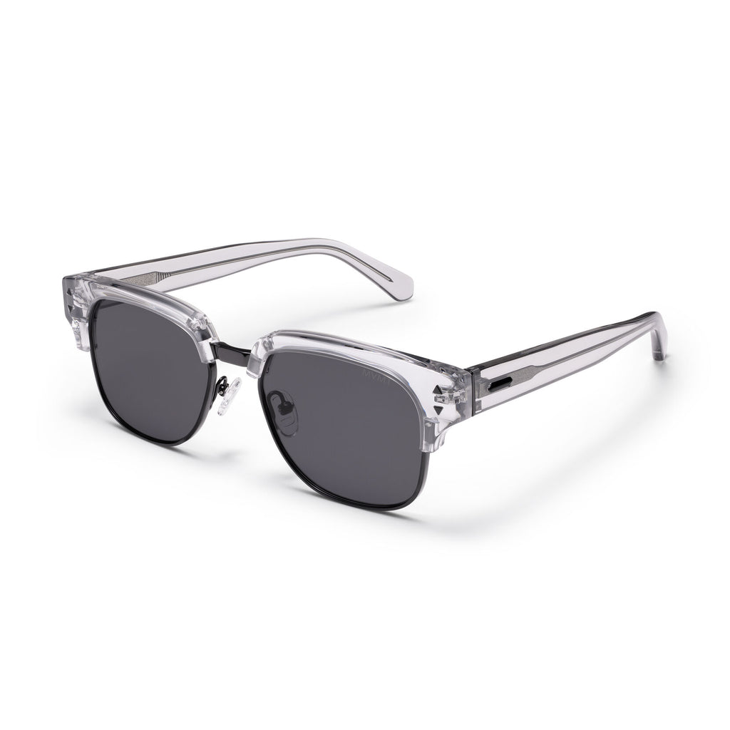 Laguna Square Sunglasses | Transparent Grey & Black Frame + Grey Lens | Polarized - image 2