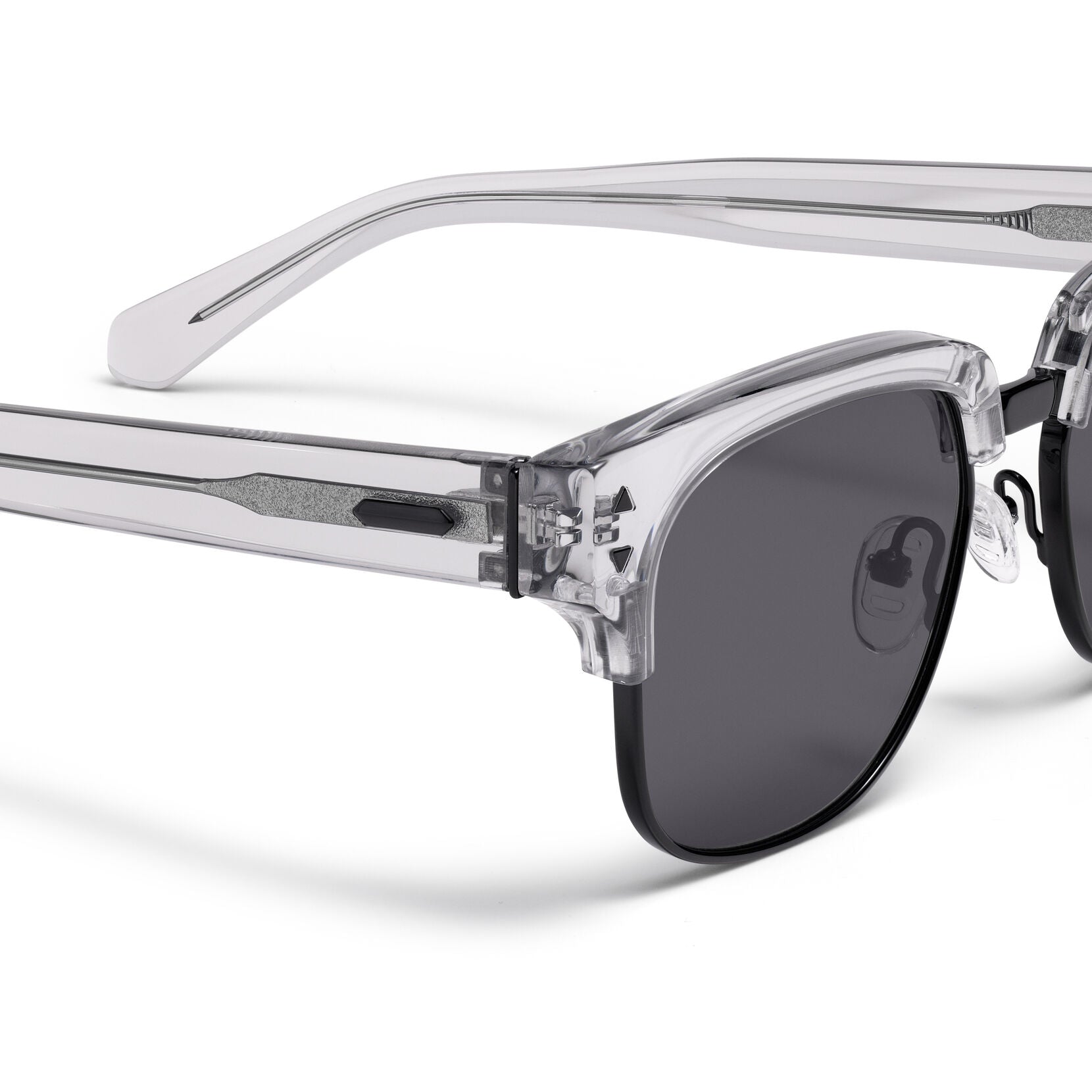 Laguna Square Sunglasses | Transparent Grey & Black Frame + Grey Lens | Non-Polarized - image 3