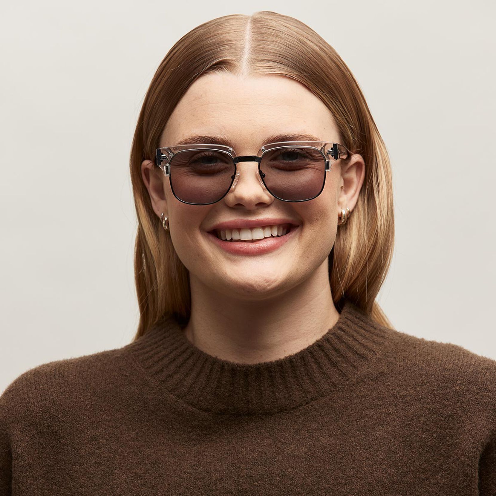 Laguna Square Sunglasses | Transparent Grey & Black Frame + Grey Lens | Non-Polarized - image 6