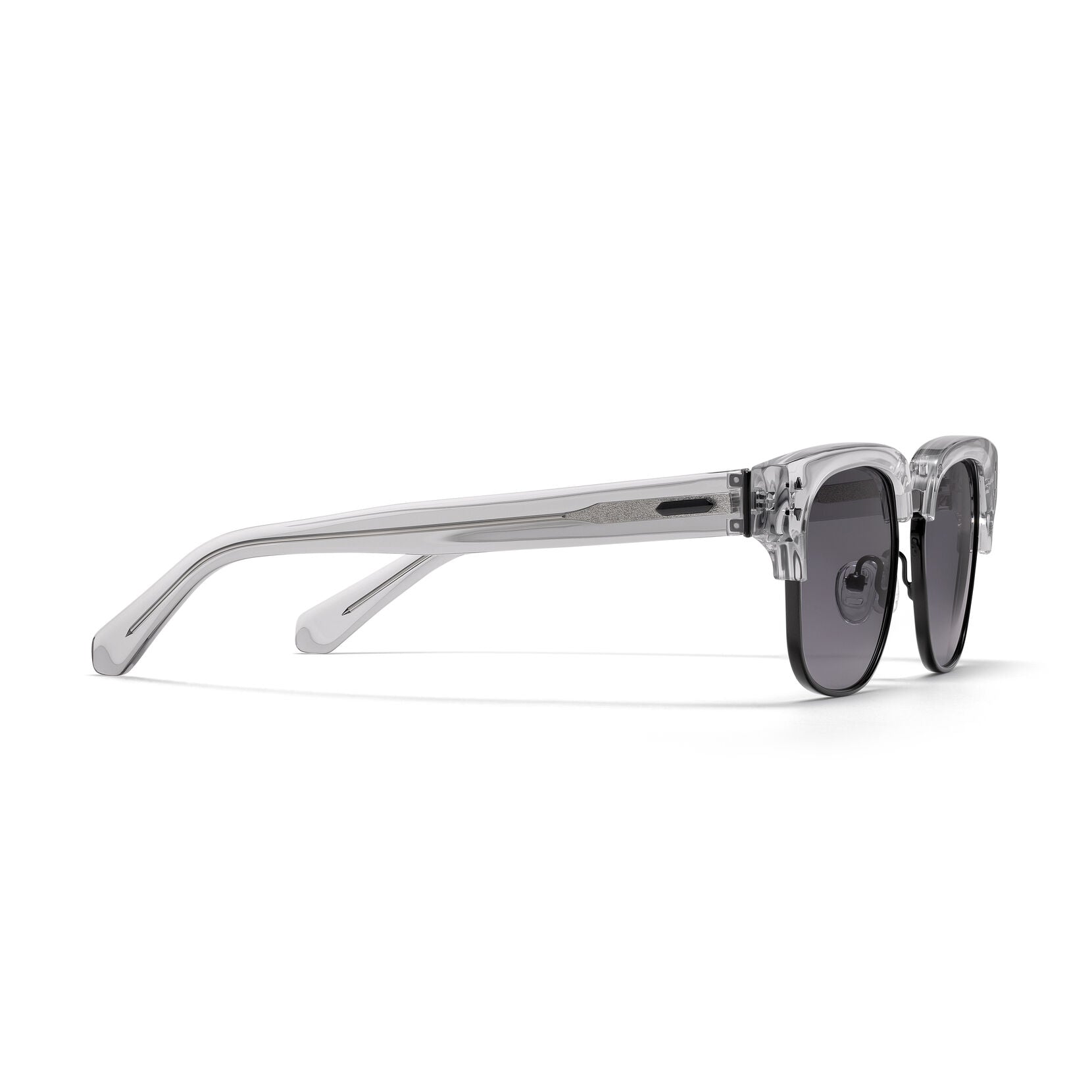 Laguna Square Sunglasses | Transparent Grey & Black Frame + Grey Lens | Polarized - image 5