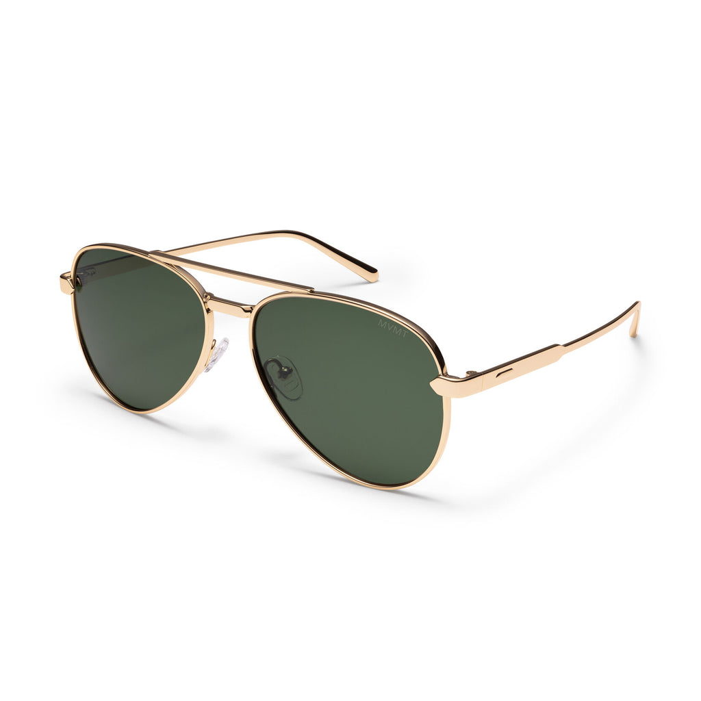 Miramar Aviator Sunglasses | Gold Frame + Green Lens | Non-Polarized - image 2