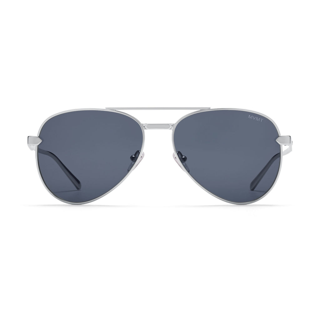 Miramar Aviator Sunglasses | Silver Frame + Blue Lens | Polarized - main image