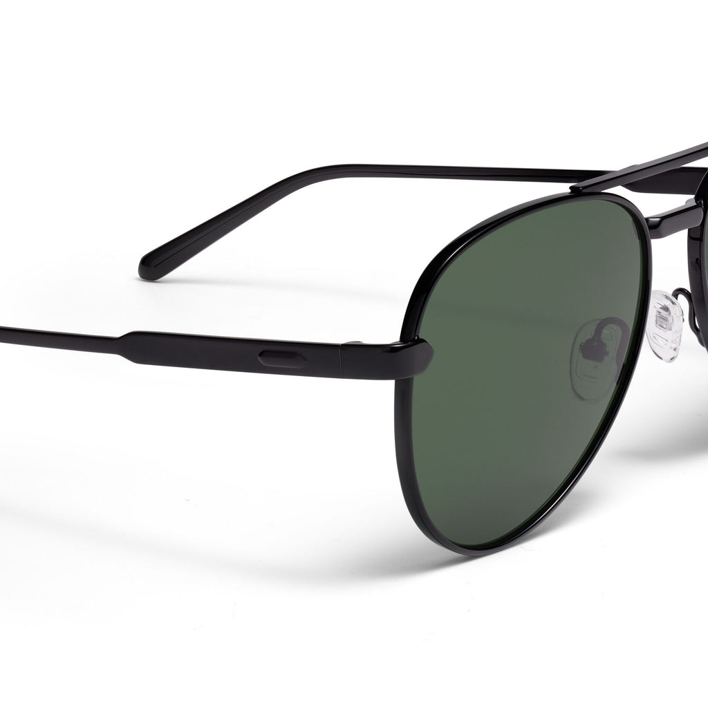 Miramar Aviator Sunglasses | Black Frame + Green Lens | Non-Polarized - image 3