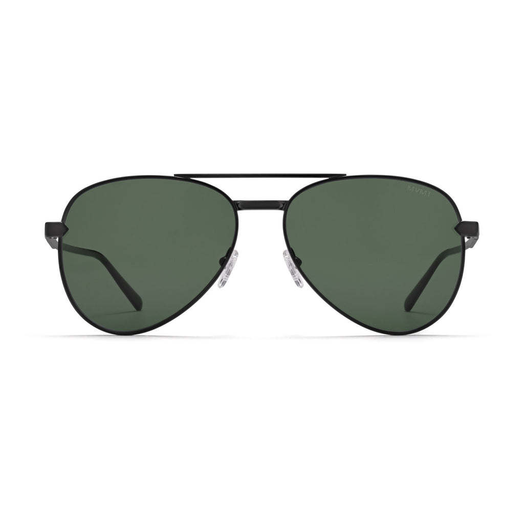 Miramar Aviator Sunglasses | Black Frame + Green Lens | Polarized - main image