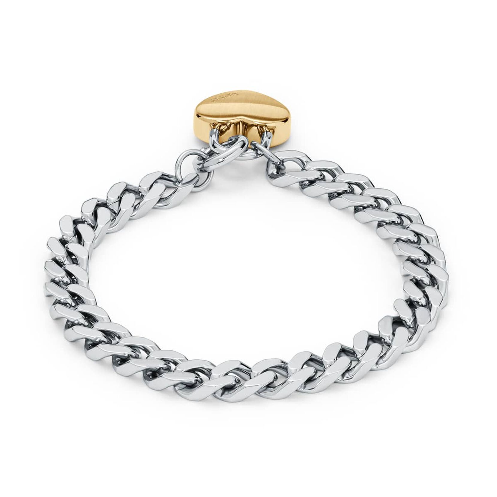 Chunky Heartlock Chain Women's Bracelet | Silver + Gold - image 2