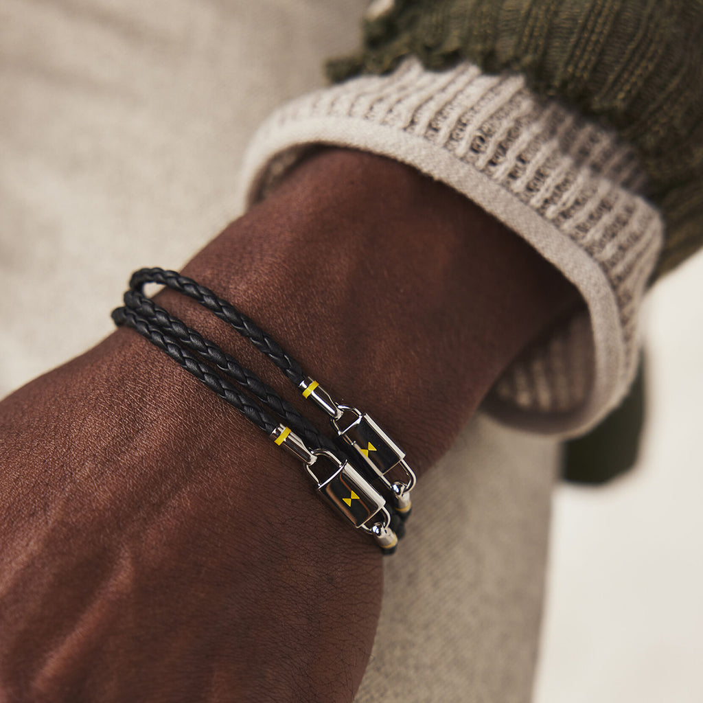 Braided Leather Bracelet | Black/Silver - image 3