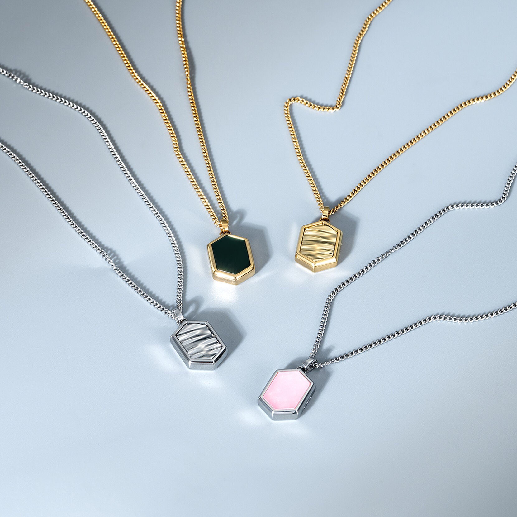 Hex Pendant Necklace | Pink Quartz - image 3